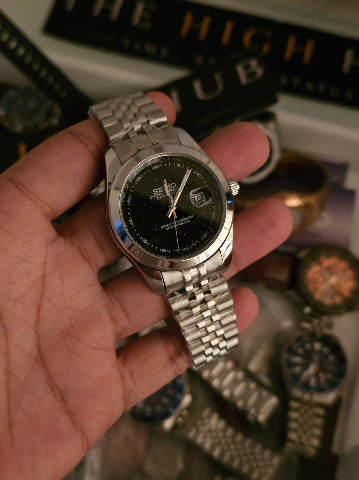 Sunburst Datejust Mod Black Galaxy Dial Stainless steel Watch