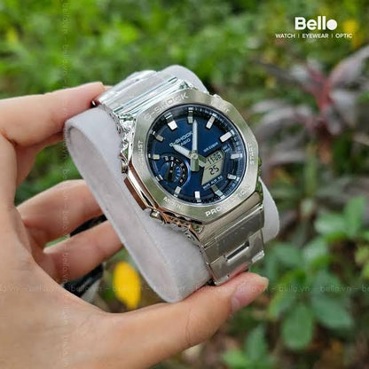 G SHOCK 2100 D SILVER BLUE DIAL WATCH