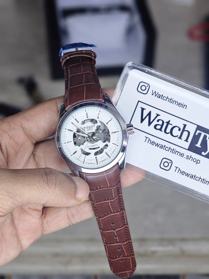 Tissot silver Leather Automatic watch B