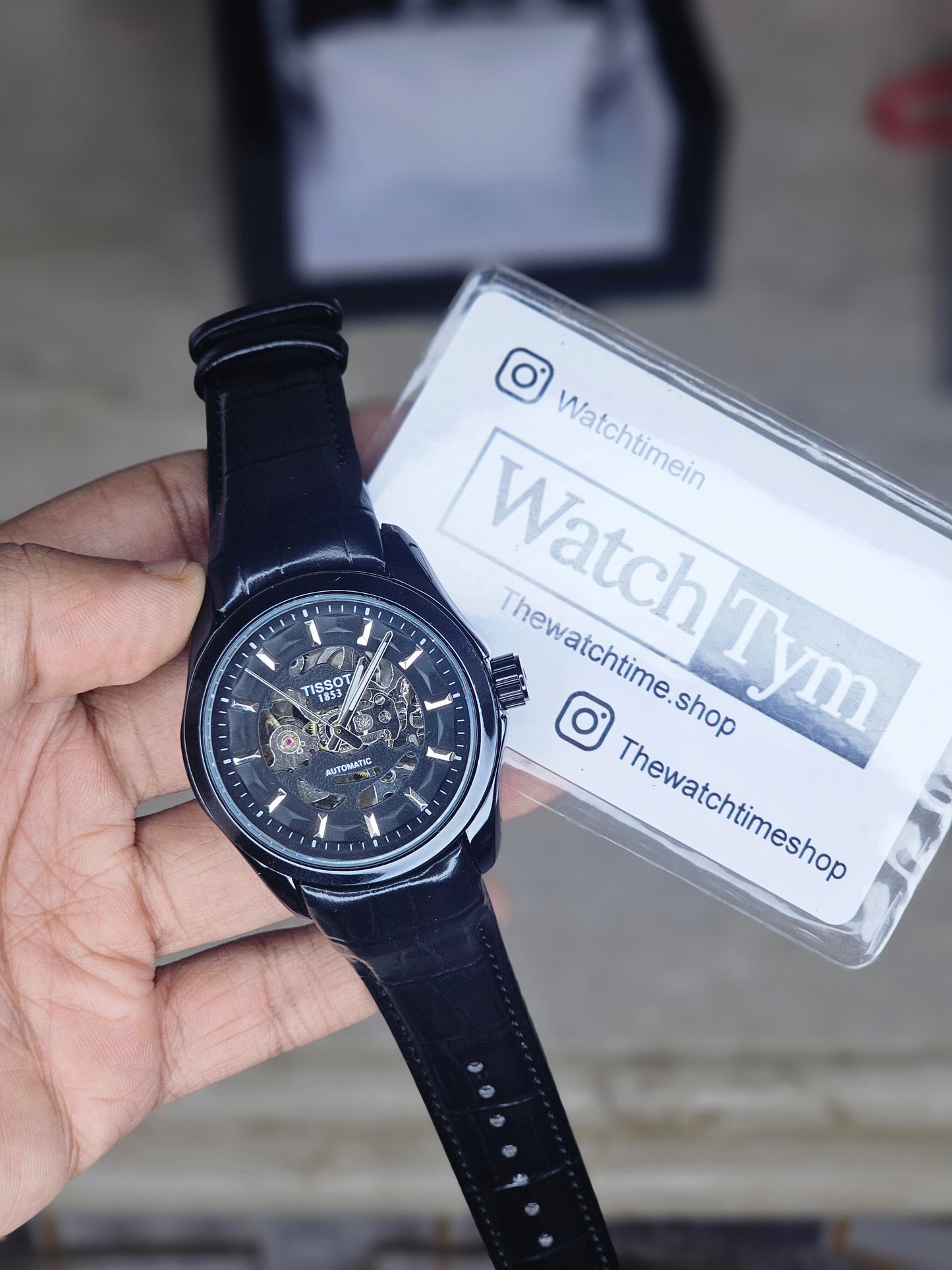Tissot black dial Leather Automatic watch B