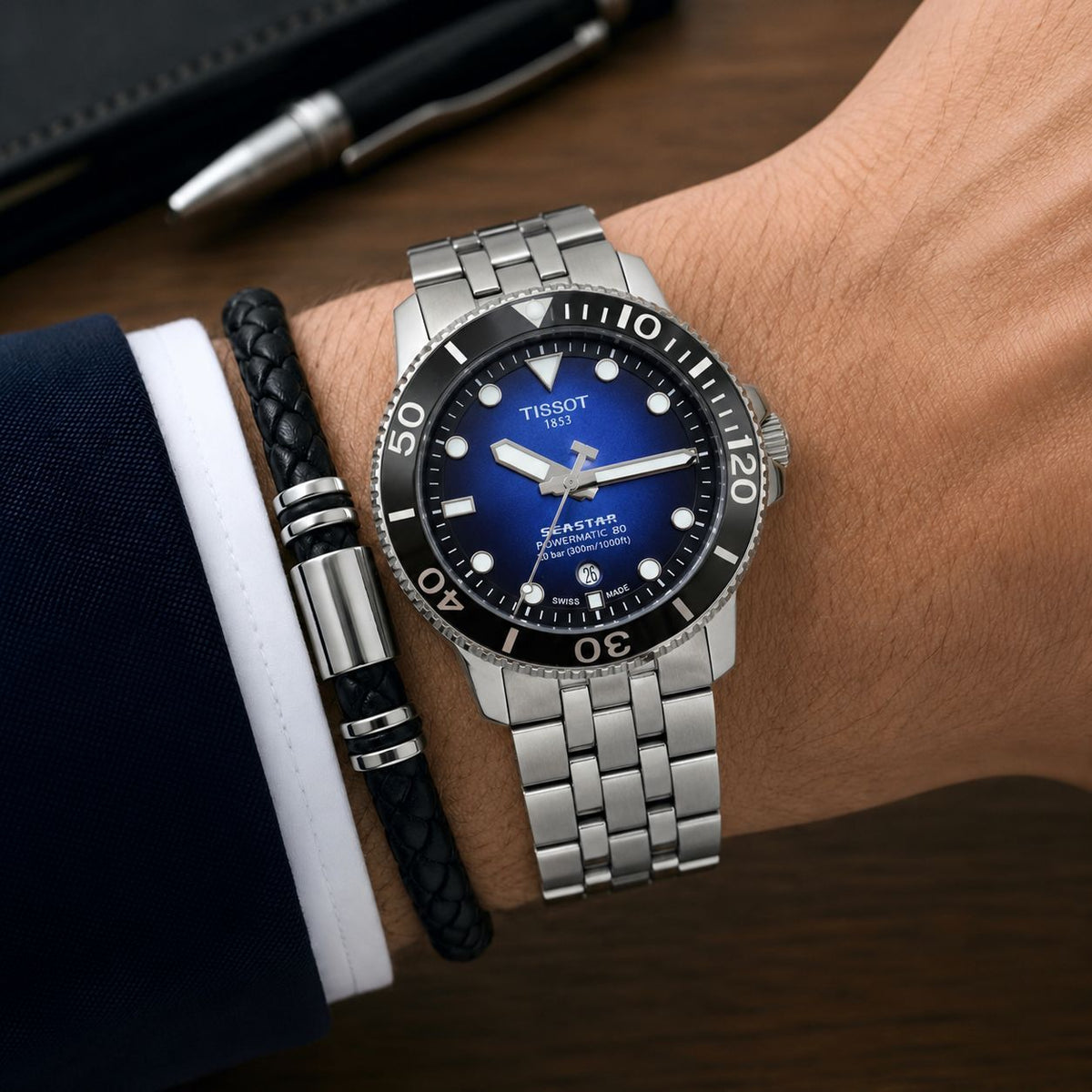 Tissot Sea star blue dial Stainless steel metal watch