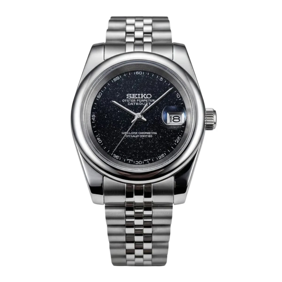 Sunburst Datejust Mod Black Galaxy Dial Stainless steel Watch
