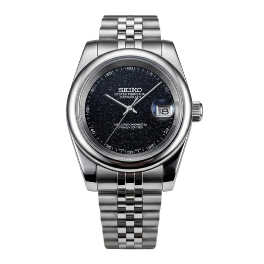 Sunburst Datejust Mod Black Galaxy Dial Stainless steel Watch