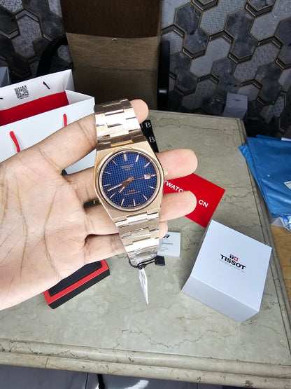 Tissot Prx Premium Stainless Steel Rosegold Blue Dial