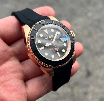 Seiko Yacht Master Rosegold With Black strap