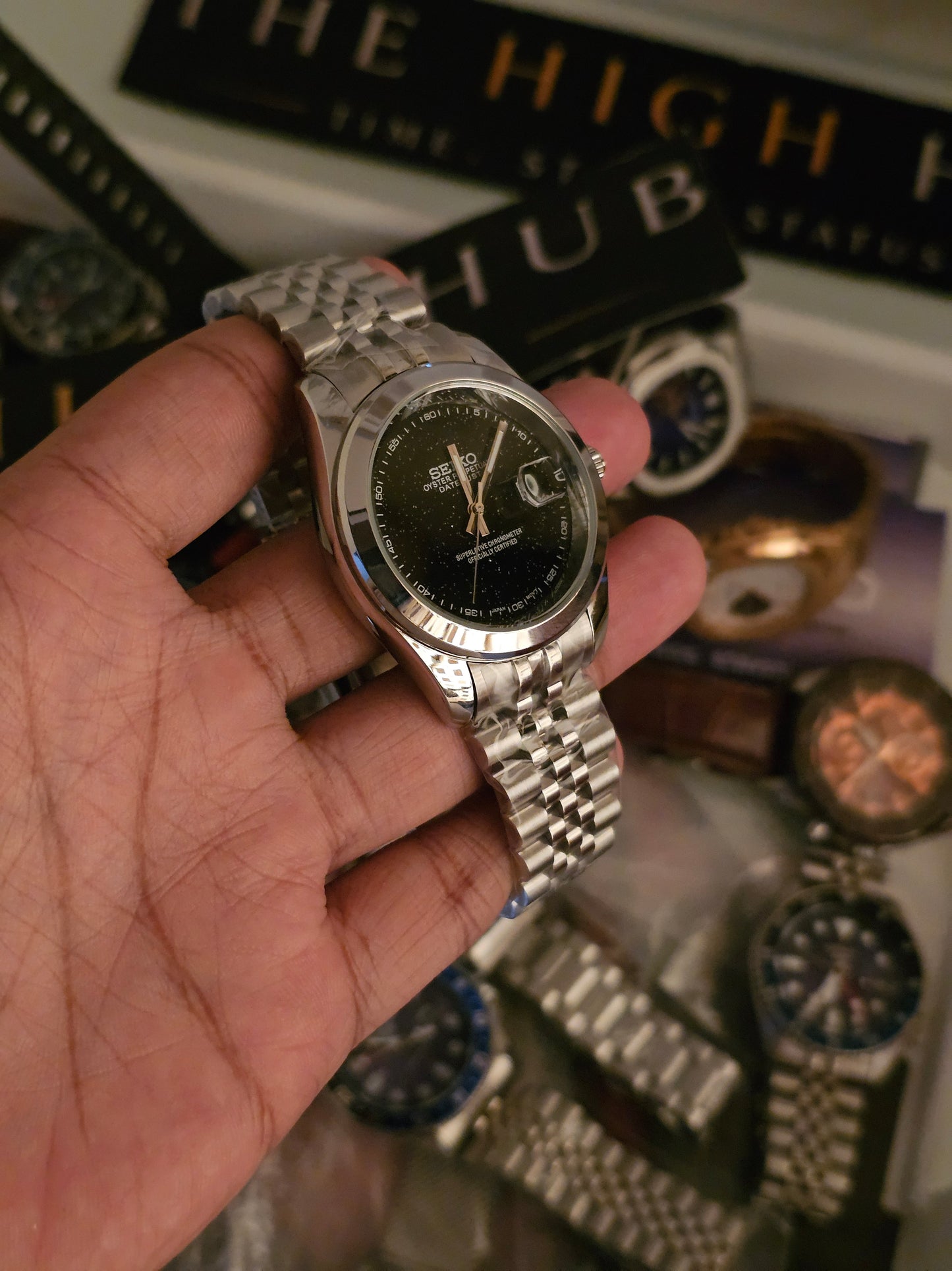 Sunburst Datejust Mod Black Galaxy Dial Stainless steel Watch