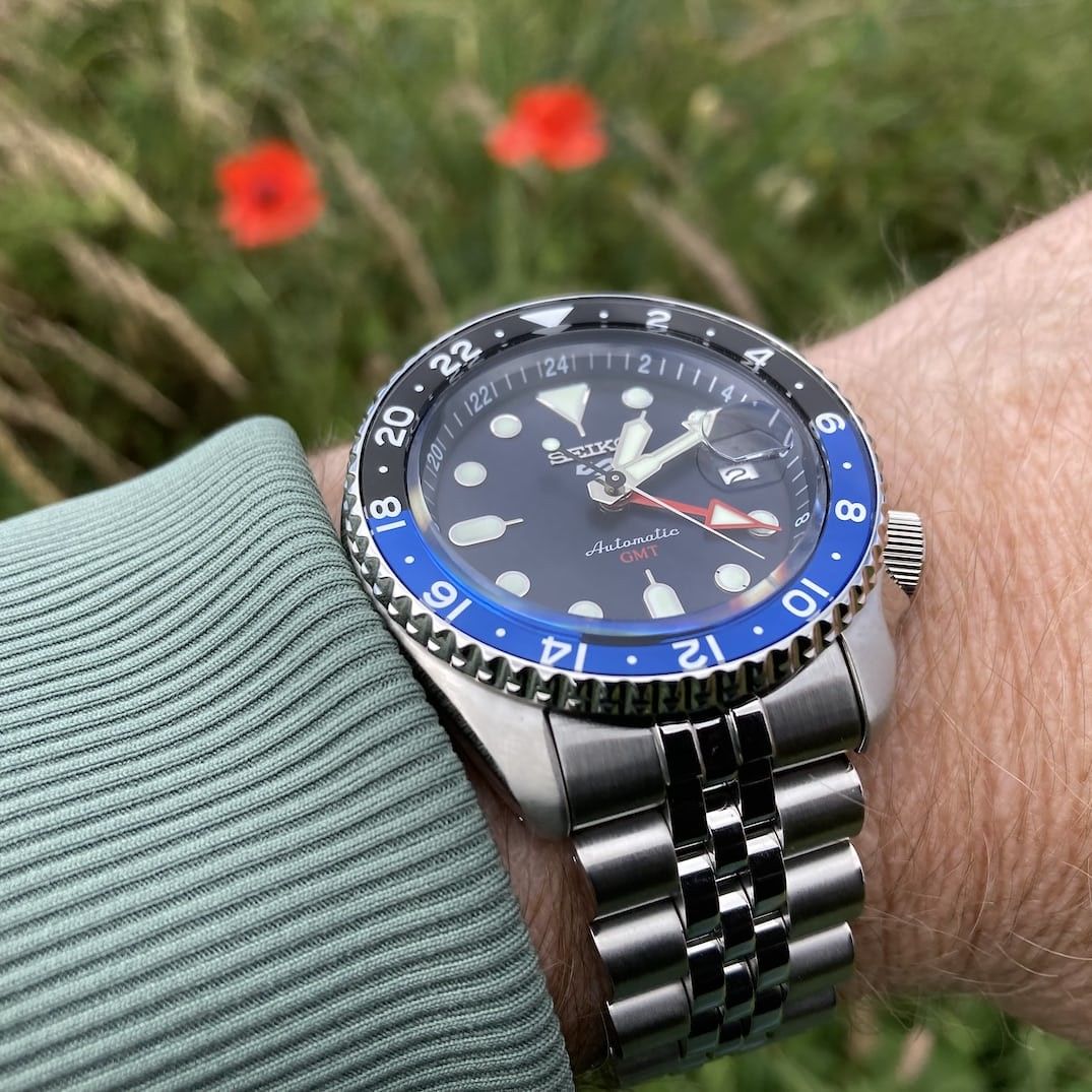GMT 5 Stainless Steel Blue Black Watch
