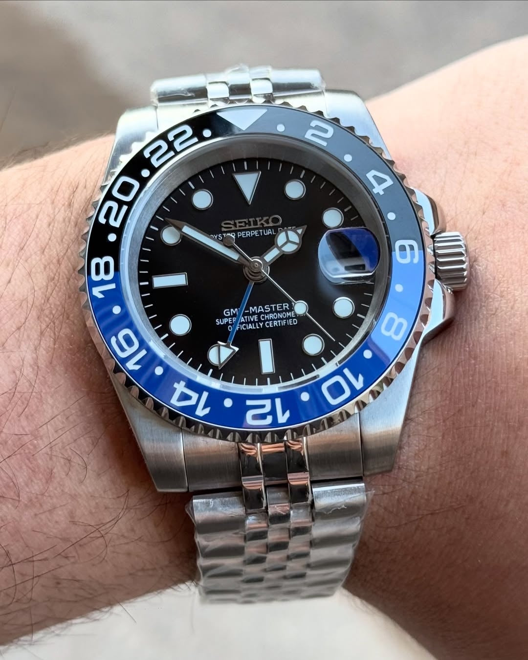 Seiko GMT master 2 Blue stainless steel watch