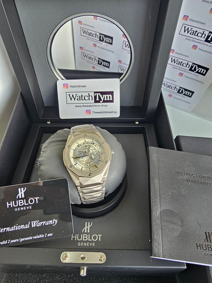 Hublot Stainless steel Diamond cut skeleton watch